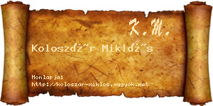 Koloszár Miklós névjegykártya